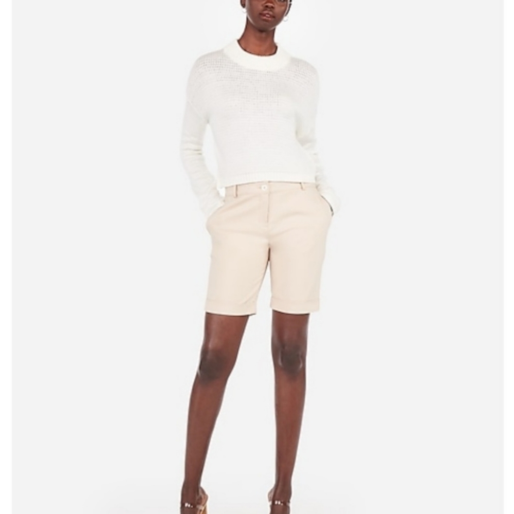 *NWT* Mid Rise Cuffed Cotton-Blend Bermuda Shorts